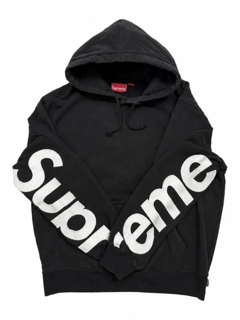 SS22 Supreme Cropped Panels Appliqué Hoodie Black Medium